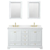 Custom image for White with Brushed Gold Trim / Carrara Cultured Marble, Rectangular Sink / 24