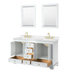 Custom image for White with Brushed Gold Trim / Carrara Cultured Marble, Rectangular Sink / 24