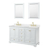 Custom image for White with Brushed Gold Trim / Carrara Cultured Marble, Rectangular Sink / 24