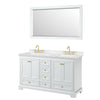 Custom image for White with Brushed Gold Trim / Carrara Cultured Marble, Rectangular Sink / 58