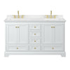 Custom image for White with Brushed Gold Trim / Carrara Cultured Marble, Rectangular Sink / No Mirror