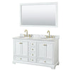 Custom image for White with Brushed Gold Trim / White Carrara Marble, Oval Sink / 58