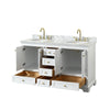 Custom image for White with Brushed Gold Trim / White Carrara Marble, Oval Sink / No Mirror