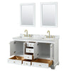 Custom image for White with Brushed Gold Trim / White Carrara Marble, Rectangular Sink / 24