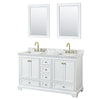 Custom image for White with Brushed Gold Trim / White Carrara Marble, Rectangular Sink / 24