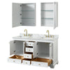 Custom image for White with Brushed Gold Trim / White Carrara Marble, Rectangular Sink / Medicine Cabinets