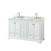 Custom image for White with Brushed Gold Trim / White Carrara Marble, Rectangular Sink / No Mirror