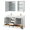Custom image for White with Brushed Gold Trim / Giotto Quartz, Rectangular Sink / Medicine Cabinets