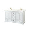 Custom image for White with Brushed Gold Trim / Giotto Quartz, Rectangular Sink / No Mirror