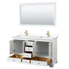 Custom image for White with Brushed Gold Trim / White Cultured Marble, Rectangular Sink / 58