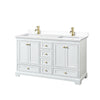 Custom image for White with Brushed Gold Trim / White Cultured Marble, Rectangular Sink / No Mirror