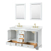 Custom image for White with Brushed Gold Trim / White Cultured Marble, Rectangular Sink / 24