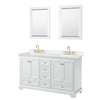 Custom image for White with Brushed Gold Trim / White Cultured Marble, Rectangular Sink / 24