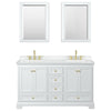 Custom image for White with Brushed Gold Trim / White Cultured Marble, Rectangular Sink / Medicine Cabinets