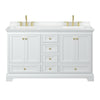 Custom image for White with Brushed Gold Trim / White Cultured Marble, Rectangular Sink / No Mirror