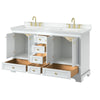 Custom image for White with Brushed Gold Trim / White Cultured Marble, Rectangular Sink / No Mirror