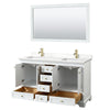 Custom image for White with Brushed Gold Trim / White Quartz, Rectangular Sink / 58