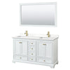Custom image for White with Brushed Gold Trim / White Quartz, Rectangular Sink / 58