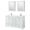 Custom image for White with Brushed Gold Trim / White Quartz, Rectangular Sink / Medicine Cabinets