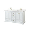 Custom image for White with Brushed Gold Trim / White Quartz, Rectangular Sink / No Mirror