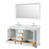 Custom image for White with Polished Chrome Trim / Carrara Cultured Marble, Rectangular Sink / 58