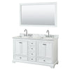 Custom image for White with Polished Chrome Trim / White Carrara Marble, Rectangular Sink / 58