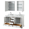 Custom image for White with Polished Chrome Trim / White Carrara Marble, Rectangular Sink / Medicine Cabinets