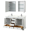 Custom image for White with Polished Chrome Trim / Giotto Quartz, Rectangular Sink / Medicine Cabinets