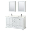 Custom image for White with Polished Chrome Trim / Giotto Quartz, Rectangular Sink / Medicine Cabinets