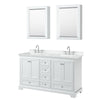 Custom image for White with Polished Chrome Trim / White Cultured Marble, Rectangular Sink / Medicine Cabinets