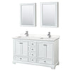 Custom image for White with Polished Chrome Trim / White Quartz, Rectangular Sink / Medicine Cabinets