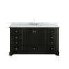 Custom image for Dark Espresso with Polished Chrome Trim / White Carrara Marble, Rectangular Sink / No Mirror