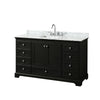 Custom image for Dark Espresso with Polished Chrome Trim / White Carrara Marble, Rectangular Sink / No Mirror