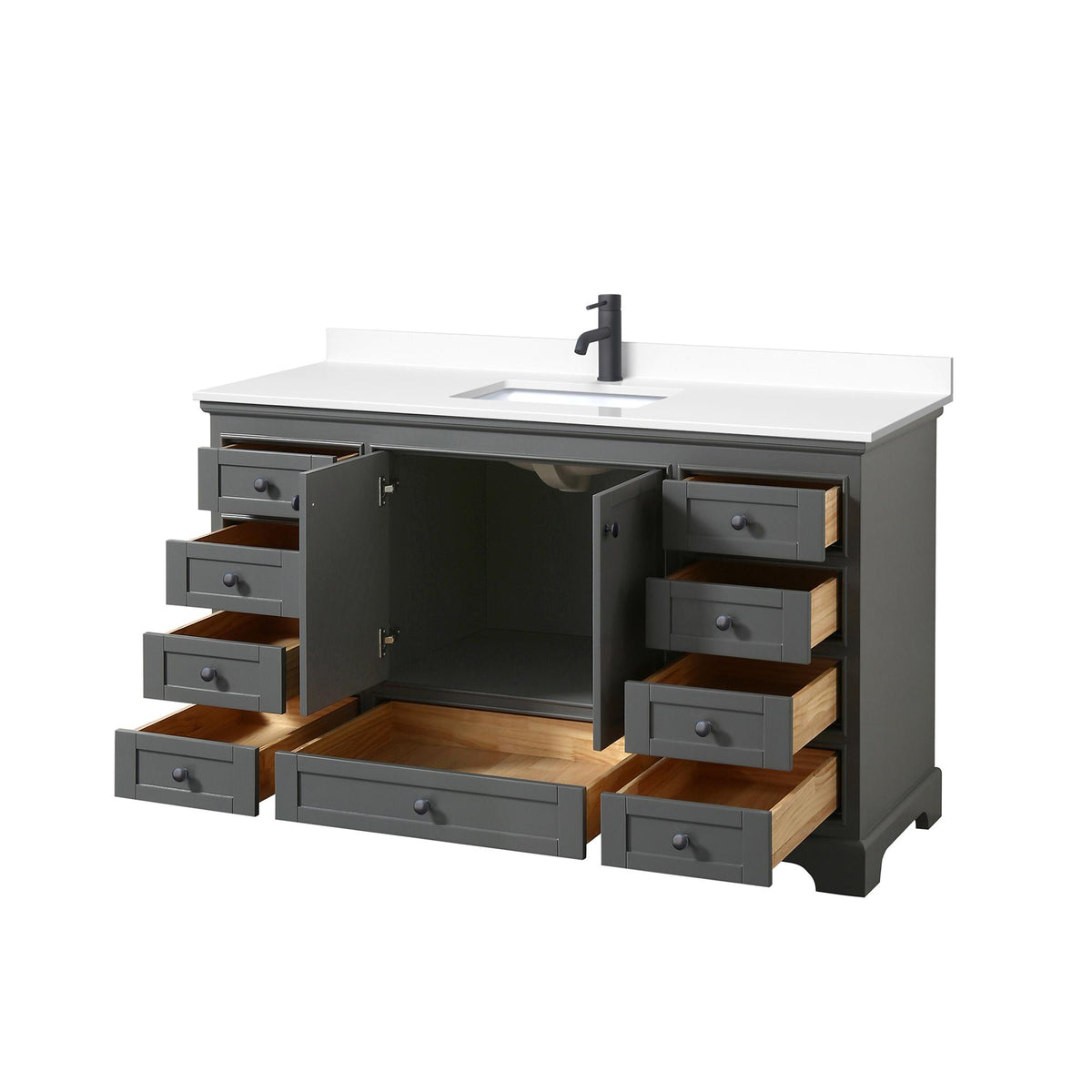 Deborah Bathroom Vanity with Countertop 60 inch Single Sink Single hol ...
