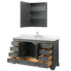 Custom image for Dark Gray with Polished Chrome Trim / White Cultured Marble, Rectangular Sink / Medicine Cabinet