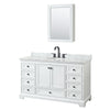 Custom image for White with Matte Black Trim / White Carrara Marble, Oval Sink / Medicine Cabinet