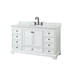 Custom image for White with Matte Black Trim / White Carrara Marble, Oval Sink / No Mirror