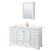 Custom image for White with Brushed Gold Trim / Carrara Cultured Marble, Rectangular Sink / Medicine Cabinet