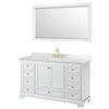 Custom image for White with Brushed Gold Trim / Carrara Cultured Marble, Rectangular Sink / 58