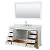 Custom image for White with Brushed Gold Trim / White Carrara Marble, Oval Sink / 58