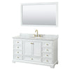 Custom image for White with Brushed Gold Trim / White Carrara Marble, Oval Sink / 58