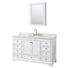 Custom image for White with Brushed Gold Trim / White Carrara Marble, Oval Sink / Medicine Cabinet