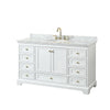 Custom image for White with Brushed Gold Trim / White Carrara Marble, Oval Sink / No Mirror