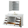 Custom image for White with Brushed Gold Trim / White Carrara Marble, Rectangular Sink / Medicine Cabinet