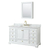 Custom image for White with Brushed Gold Trim / White Carrara Marble, Rectangular Sink / Medicine Cabinet
