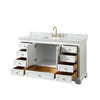 Custom image for White with Brushed Gold Trim / White Carrara Marble, Rectangular Sink / No Mirror