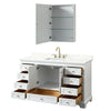 Custom image for White with Brushed Gold Trim / Giotto Quartz, Rectangular Sink / Medicine Cabinet