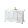Custom image for White with Brushed Gold Trim / Giotto Quartz, Rectangular Sink / No Mirror