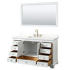 Custom image for White with Brushed Gold Trim / White Quartz, Rectangular Sink / 58