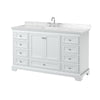 Custom image for White with Polished Chrome Trim / Carrara Cultured Marble, Rectangular Sink / No Mirror